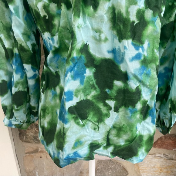 TUCKERNUCK Deep Lagoon Luca Puff Sleeve Button Down Blouse $178 - Picture 13 of 16